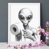 Badezimmer Poster Alien hält Toilettenpapier