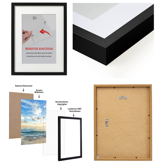 3er Poster Set Familie mit Bilderrahmen Schwarz