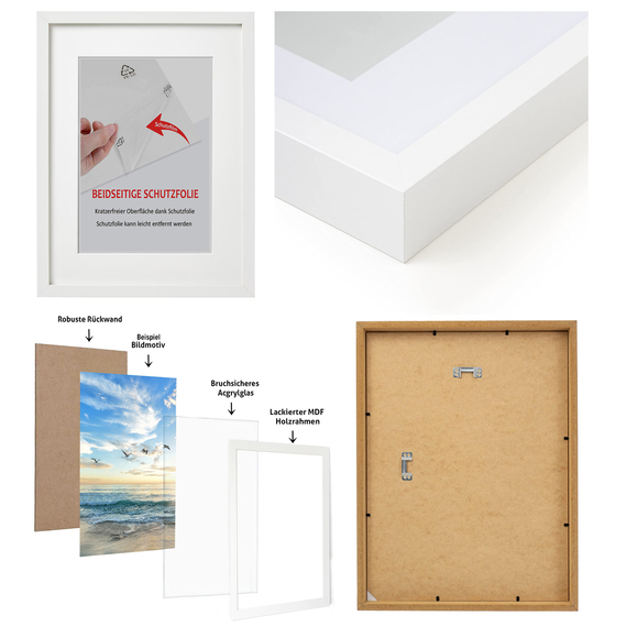 3er Poster Set Familie mit Bilderrahmen Weiß