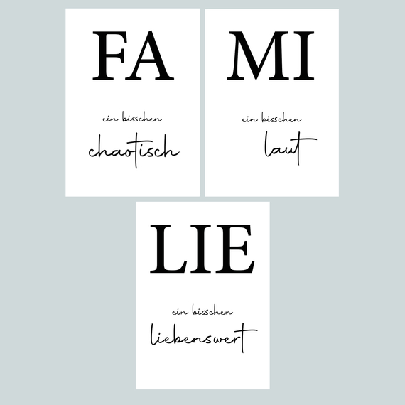 3er Poster Set Familie